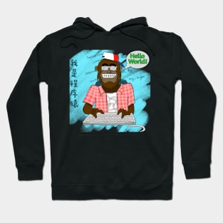 Hello World Programming Coder Hacker Monkey Hoodie